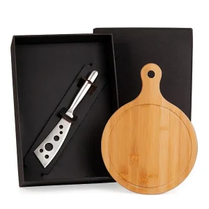 Kit Para Queijo Em Bambu e Inox 2 Peças