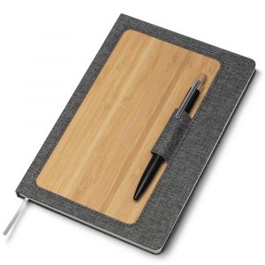 Caderno com suporte para caneta