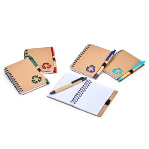 Caderno ecológico com caneta de papelão