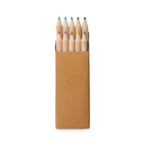 CRAFTI. Caixa de papel kraft reciclado com 10 mini lápis de cor