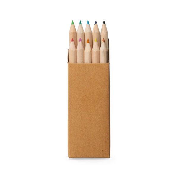 CRAFTI. Caixa de papel kraft reciclado com 10 mini lápis de cor