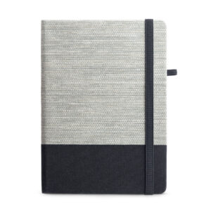 ROUSSEAU II. Caderno A5 de capa dura em palha e algodão canvas, com páginas pautadas