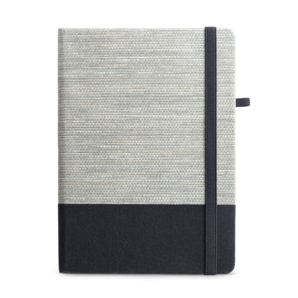 ROUSSEAU II. Caderno A5 de capa dura em palha e algodão canvas, com páginas pautadas