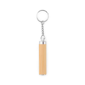 RACHEL. Chaveiro em bambu e ABS com lanterna LED