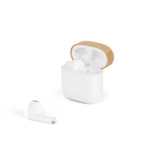 COBAIN. Fones de ouvido wireless com autonomia de 5h (300 mAh), em ABS 100% reciclado e bambu