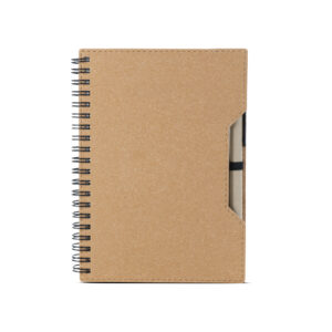 Caderno capa em papelão reciclado com caneta