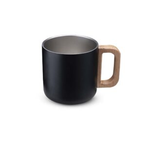 Caneca térmica com alça em madeira