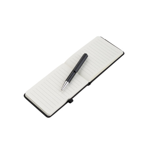 Mini caderno A6 em RPET com caneta