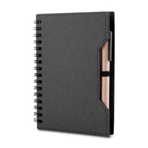 Caderno A6 capa em papelão reciclado com caneta
