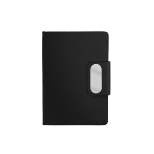CADERNO EM PU COM PLACA EM METAL