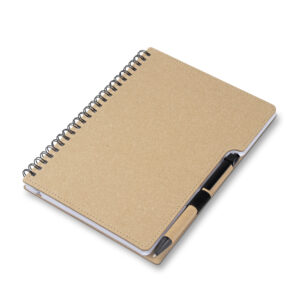 Caderno A5 Capa em Papelão Reciclado c/ Caneta