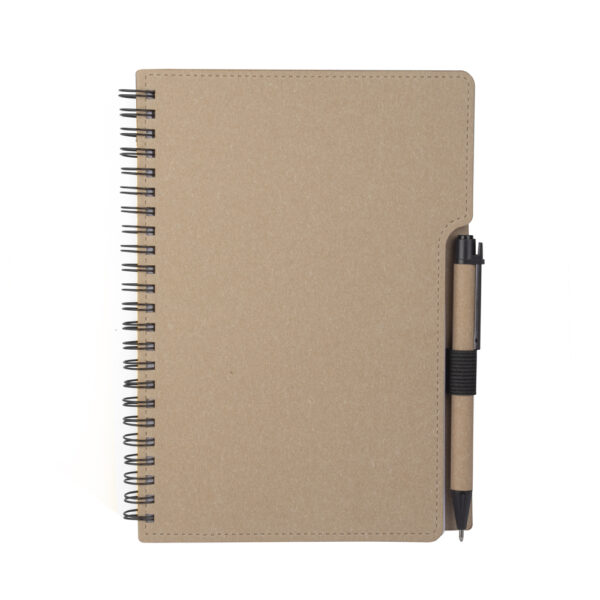 Caderno A5 Capa em Papelão Reciclado c/ Caneta