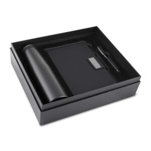 Kit escritório Caderno, Garrafa e Caneta Metalica