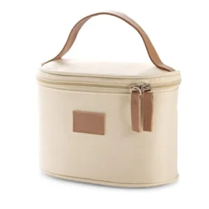 BOLSA P/ COSMETICOS EM MICROFIBRA - BEGE - 18X12X10 CM