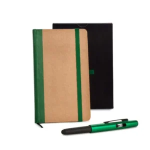 CADERNETA P/ ANOTAÇÕES COM CANETA - BEGE/VERDE