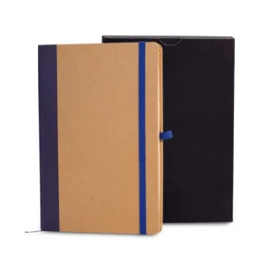 CADERNETA S/ PAUTA - 14X21CM - BEGE/AZUL