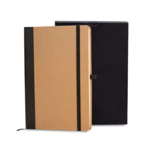 CADERNETA S/ PAUTA - 14X21CM - BEGE/PRETO