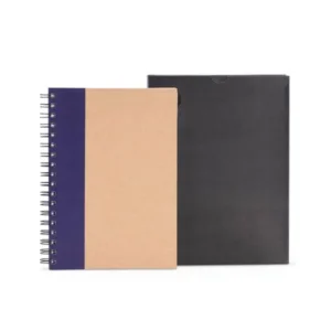 CADERNO PAUTADO COM WIRE-O - 23X18CM - BEGE/AZUL