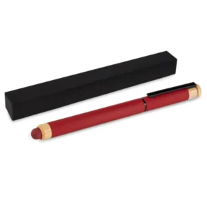 CANETA ROLLER EM ALUMÍNIO RECICLADO /  BAMBU - VERMELHA