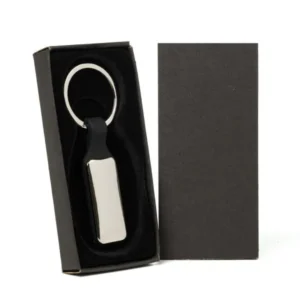 CHAVEIRO EM METAL/PU - PRATA/PRETO