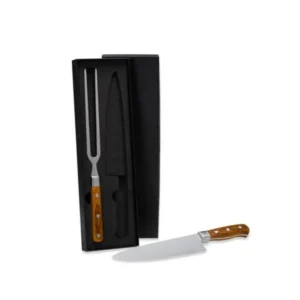 CONJ. DE FACA E GARFO PREMIUM EM MADEIRA / INOX - 2 PÇS