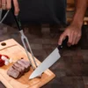 CONJ. DE FACA E GARFO PREMIUM EM MADEIRA / INOX – PRETO – 2 PÇS