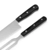 CONJ. DE FACA E GARFO PREMIUM EM MADEIRA / INOX – PRETO – 2 PÇS