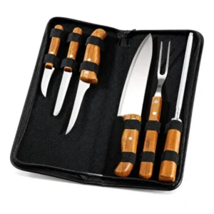 CONJ. DE FACAS BAMBU / MADEIRA / INOX COM ESTOJO FRANKFURT - 7 PÇS
