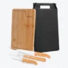 CONJ. PARA CHURRASCO EM BAMBU / MADEIRA / INOX DALLAS – 4 PÇS