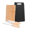 CONJ. PARA CHURRASCO EM BAMBU / INOX / MADEIRA – 4 PÇS