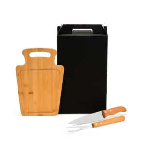 CONJ. PARA CHURRASCO EM BAMBU / MADEIRA / INOX - 3 PÇS