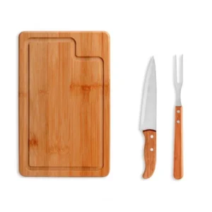 CONJ. PARA CHURRASCO EM BAMBU / MADEIRA / INOX DALLAS - 3 PÇS