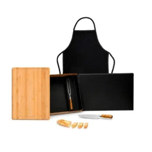 CONJ. PARA CHURRASCO PREMIUM EM BAMBU / MADEIRA / INOX - 4 PÇS