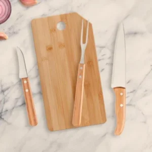 CONJ. PARA COZINHA EM BAMBU / MADEIRA / INOX OREGON - 4 PÇS