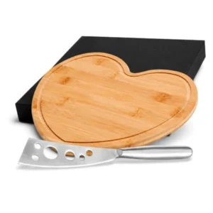 CONJ. PARA QUEIJO EM BAMBU / INOX - 2 PÇS