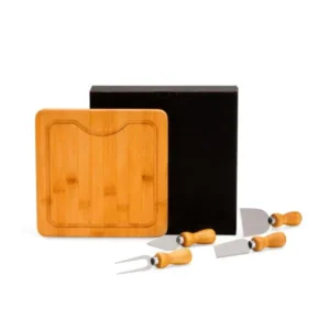 CONJ. PARA QUEIJO EM BAMBU / MADEIRA / INOX - 5 PÇS