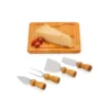CONJ. PARA QUEIJO EM BAMBU / MADEIRA / INOX – 5 PÇS