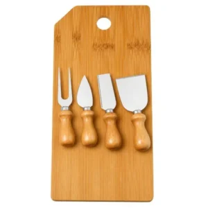 CONJ. PARA QUEIJO EM BAMBU / MADEIRA / INOX OREGON - 5 PÇS