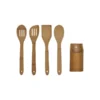 CONJUNTO DE UTENSÍLIOS EM BAMBU  – 5 PÇS