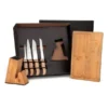 CONJUNTO PARA COZINHA COM CEPO EM BAMBU / MADEIRA / INOX – 6 PÇS