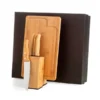 CONJUNTO PARA COZINHA COM CEPO EM BAMBU / MADEIRA / INOX – 6 PÇS