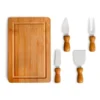 CONJUNTO PARA QUEIJO EM BAMBU/INOX – 5 PÇS