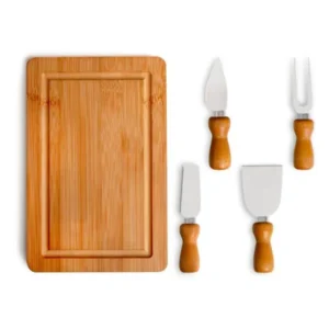 CONJUNTO PARA QUEIJO EM BAMBU/INOX - 5 PÇS