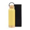 GARRAFA PAREDE DUPLA COM DETALHES EM BAMBU – AMARELA – 500 ML