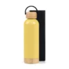 GARRAFA PAREDE DUPLA COM DETALHES EM BAMBU – AMARELA – 500 ML
