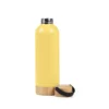 GARRAFA PAREDE DUPLA COM DETALHES EM BAMBU – AMARELA – 500 ML