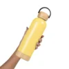 GARRAFA PAREDE DUPLA COM DETALHES EM BAMBU – AMARELA – 500 ML
