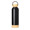 GARRAFA PAREDE DUPLA COM DETALHES EM BAMBU – PRETA – 500 ML