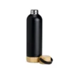 GARRAFA PAREDE DUPLA COM DETALHES EM BAMBU – PRETA – 500 ML