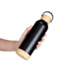 GARRAFA PAREDE DUPLA COM DETALHES EM BAMBU – PRETA – 500 ML